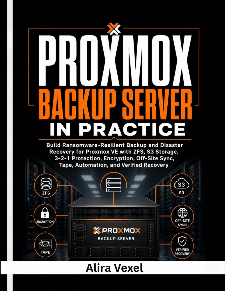 Proxmox Backup Server in Practice: Build Ransomware-Resilient Backup and Disaster Recovery for Proxmox VE with ZFS, S3 Storage, 3-2-1 Protection, Encr cover