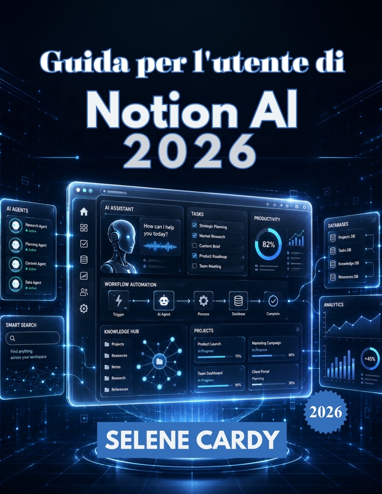 Guida per l'utente di Notion AI 2026: Un manuale pratico per agenti di intelligenza artificiale, spazi di lavoro intelligenti, automazione e sistemi d cover