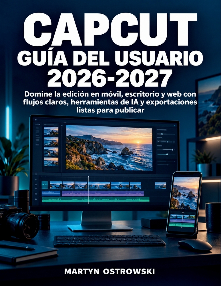 CapCut Guía del Usuario 2026-2027: Domine la edición en móvil, escritorio y web con flujos claros, herramientas de IA y exportaciones listas para publ cover