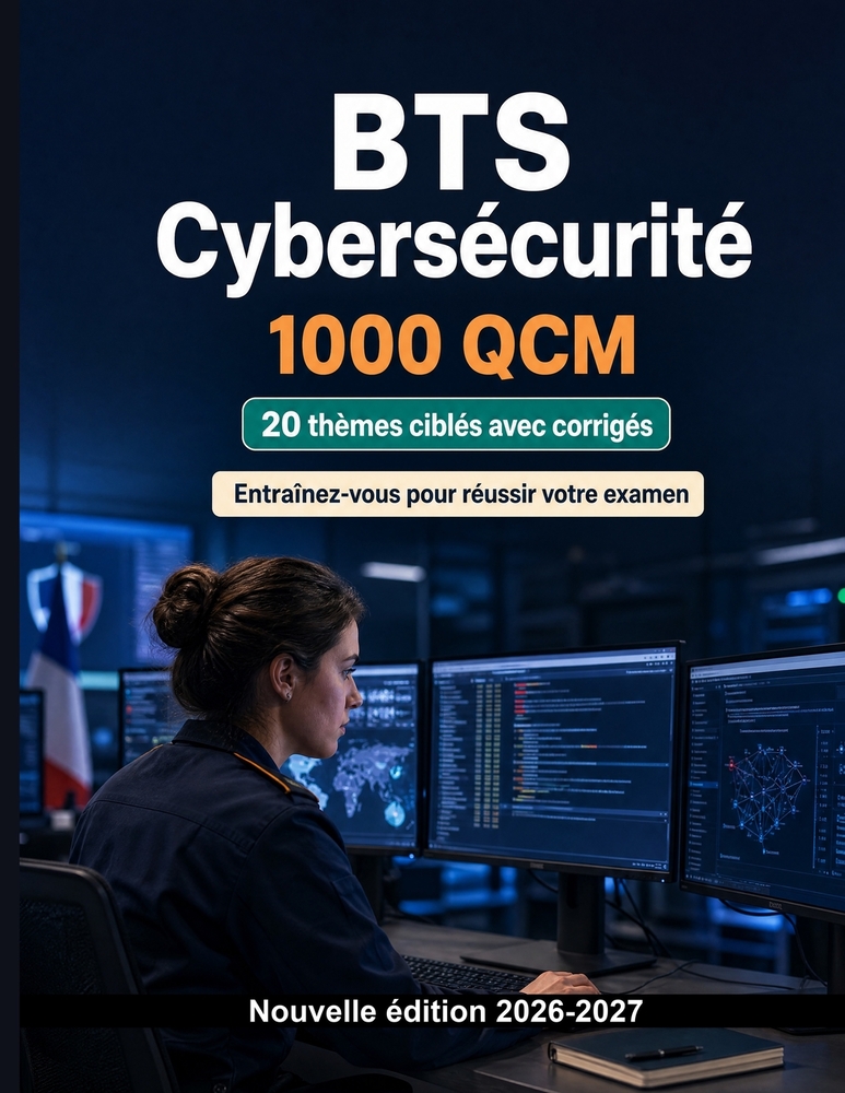 BTS Cybersécurité: 1000 QCM avec corrigés: Révision ciblée: réseaux TCP/IP, Linux, pare-feu, cryptographie et sécurité des applications web pour maîtr cover