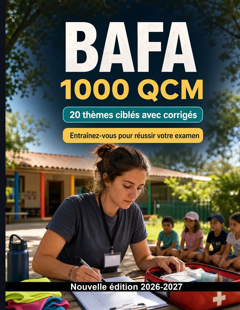 Bafa: 1000 QCM avec corrigés: Révision ciblée: réglementation, responsabilités de l'animateur, sécurité des mineurs, alertes, hygiène et accueil inclu cover
