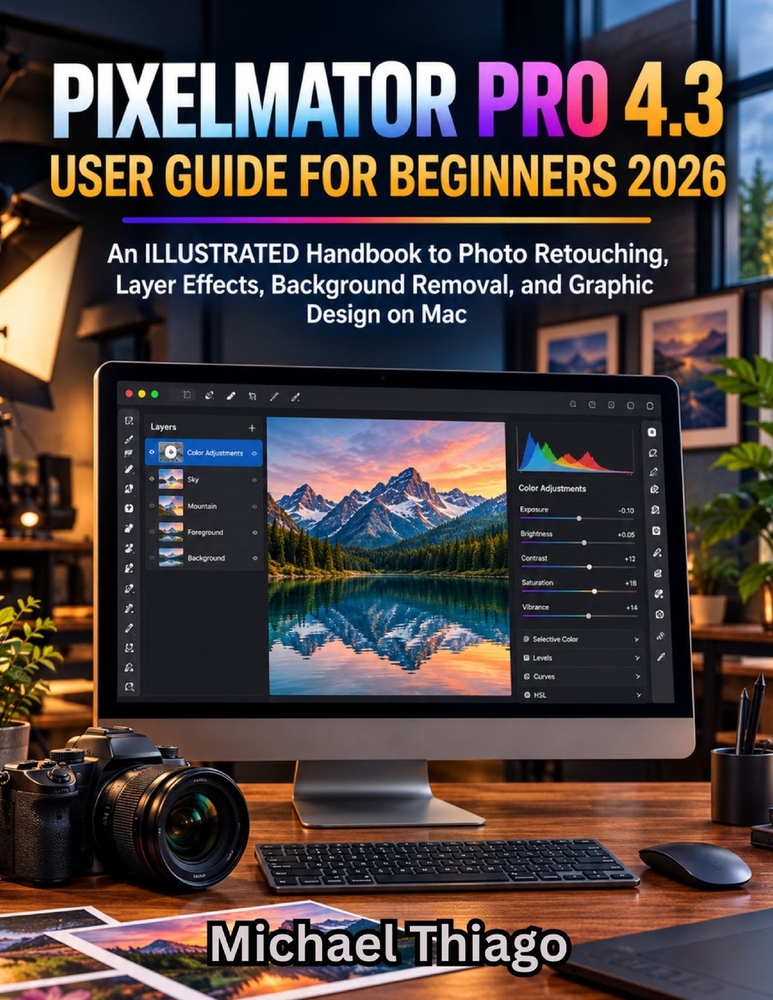 Pixelmator Pro 4.3 User Guide for Beginners 2026: An ILLUSTRATED Handbook to Photo Retouching, Layer Effects, Background Removal, and Graphic Design o cover