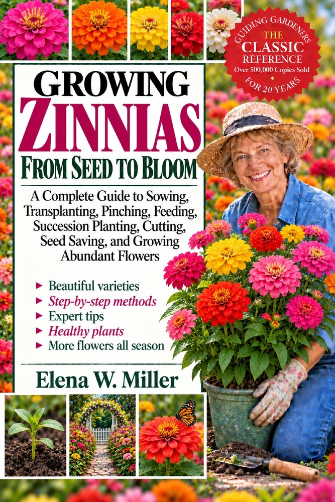 Growing Zinnias from Seed to Bloom: A Complete Guide to Sowing, Transplanting, Pinching, Feeding, Succession Planting, Cutting, Seed Saving, and Growi cover