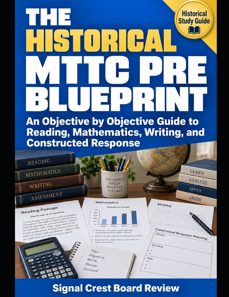 The Historical MTTC PRE Blueprint: An Objective-by-Objective Guide to Reading, Mathematics, Writing, and Constructed Response cover