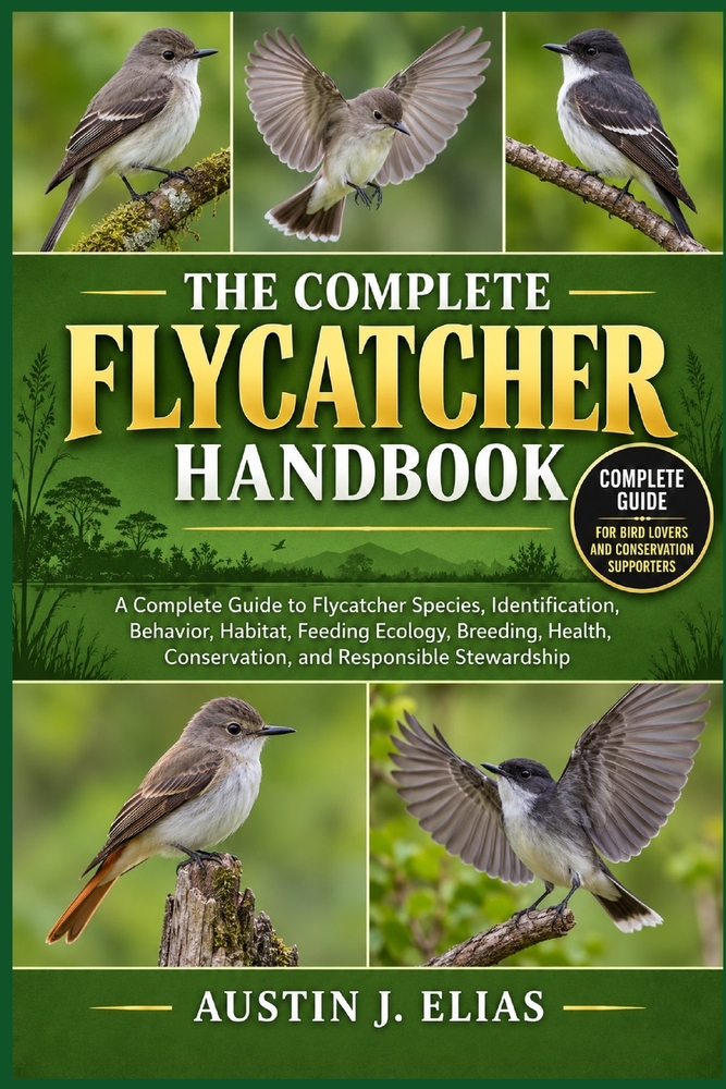 The Complete Flycatcher Handbook: A Complete Guide to Flycatcher Species, Identification, Behavior, Habitat, Feeding Ecology, Breeding, Health, Conser cover