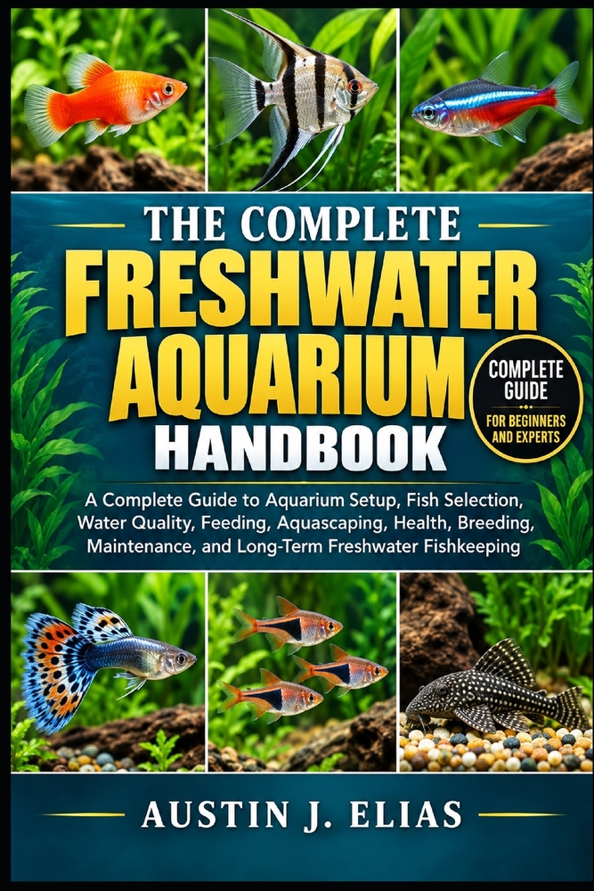 The Complete Freshwater Aquarium Handbook: A Complete Guide to Aquarium Setup, Fish Selection, Water Quality, Feeding, Aquascaping, Health, Breeding, cover