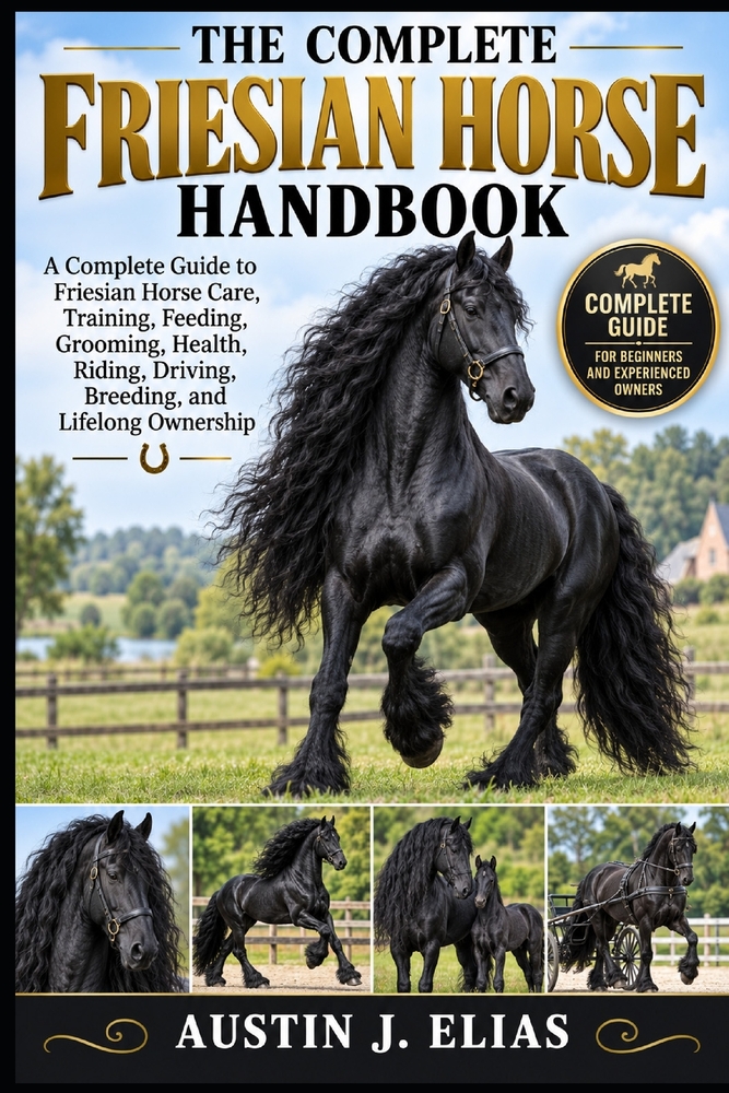 The Complete Friesian Horse Handbook: A Complete Guide to Friesian Horse Care, Training, Feeding, Grooming, Health, Riding, Driving, Breeding, and Lif cover