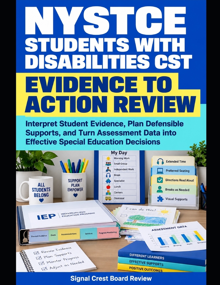 NYSTCE Students with Disabilities CST - Evidence-to-Action Review: Interpret Student Evidence, Plan Defensible Supports, and Turn Assessment Data into cover