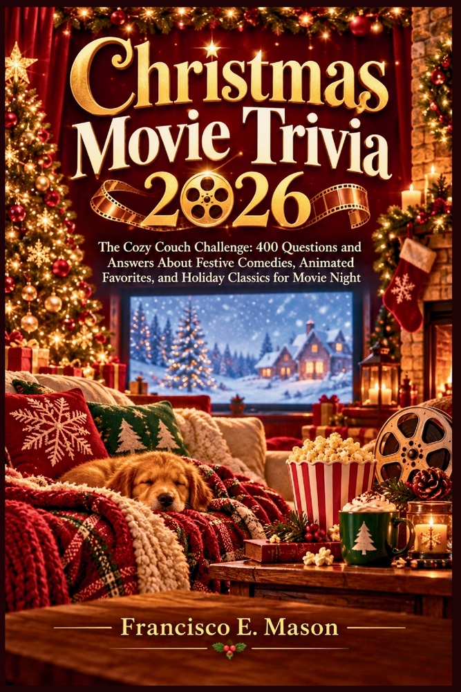 Christmas Movie Trivia 2026: The Cozy Couch Challenge: 400 Questions and Answers About Festive Comedies, Animated Favorites, and Holiday Classics for cover
