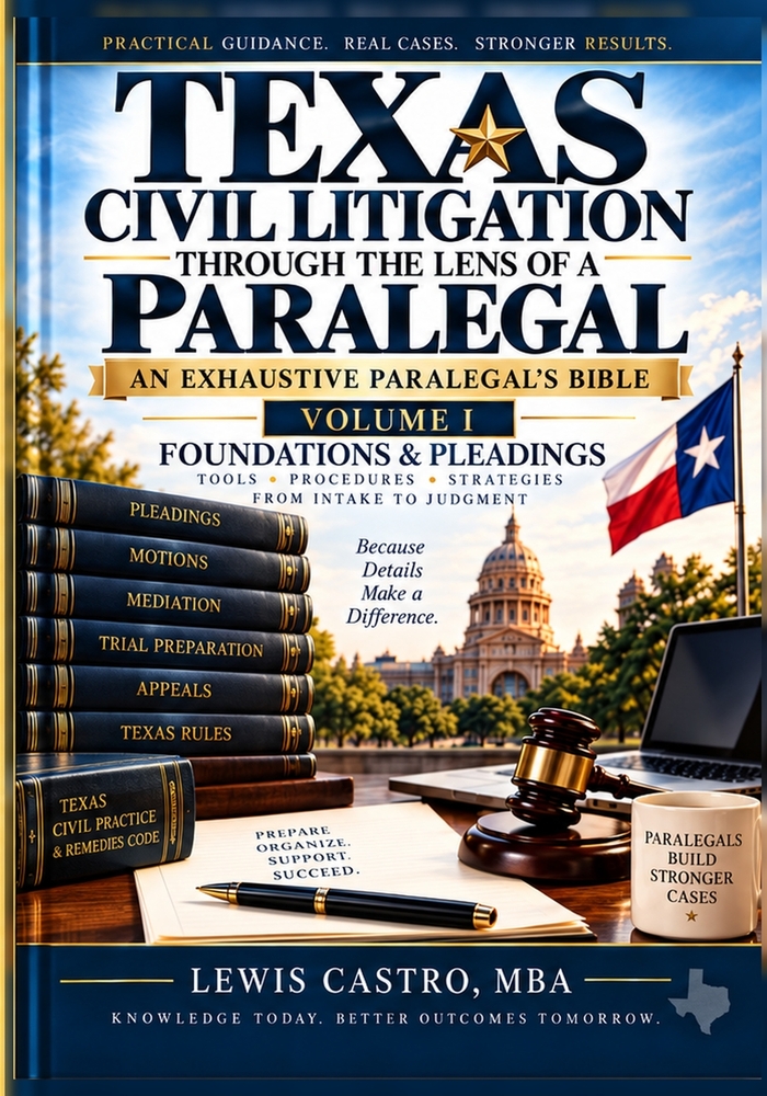 Texas Civil Litigation Through the Lens of a Paralegal: Volume I - Foundations, Pleadings & Discovery An Exhaustive Paralegal's Bible cover