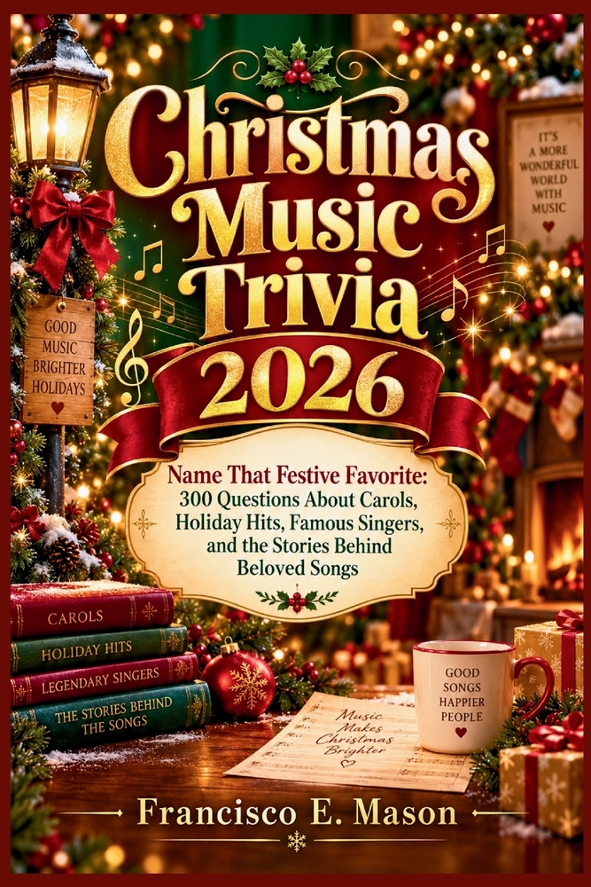 Christmas Music Trivia 2026: Name That Festive Favorite: 300 Questions About Carols, Holiday Hits, Famous Singers, and the Stories Behind Beloved Song cover