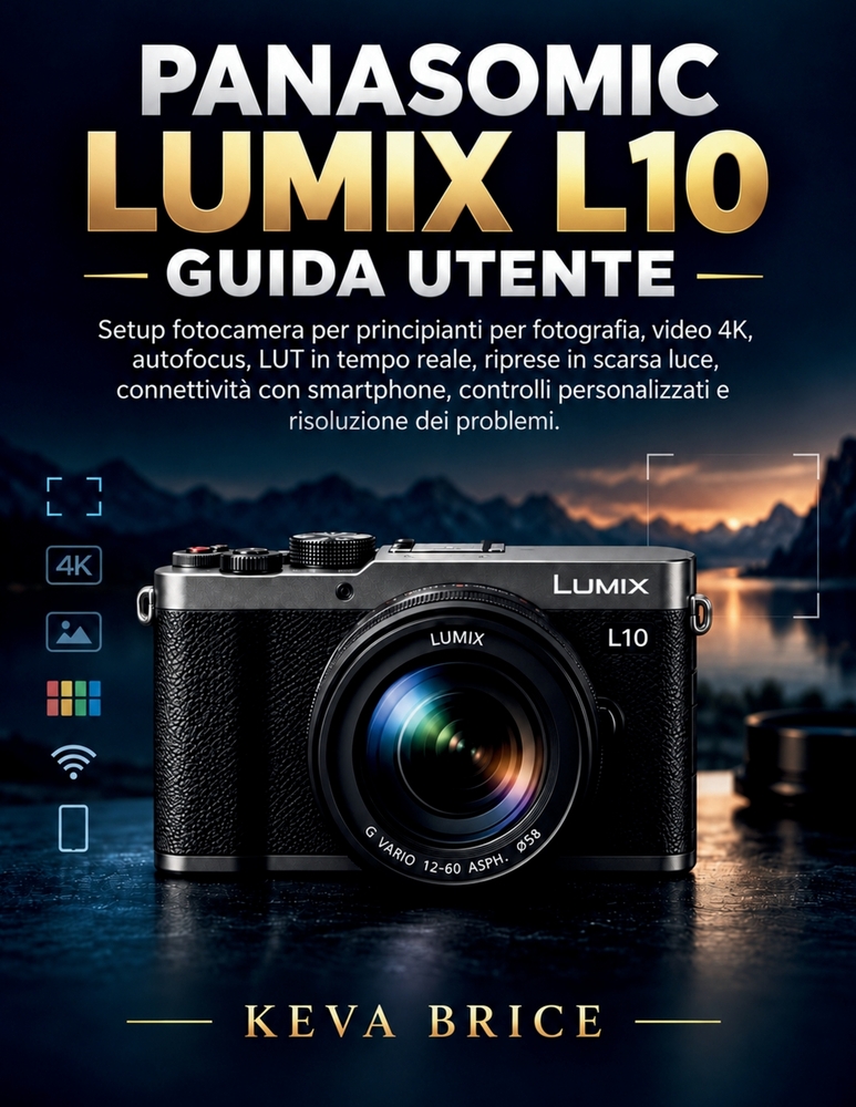 Panasomic Lumix L10 Guida Utente: Setup fotocamera per principianti per fotografia, video 4K, autofocus, LUT in tempo reale, riprese in scarsa luce, c cover