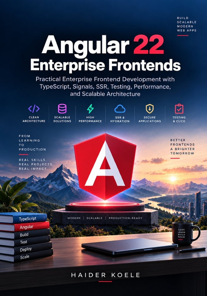 Angular 22 Enterprise Frontends: Practical Enterprise Frontend Development with TypeScript, Signals, SSR, Testing, Performance, and Scalable Architect cover
