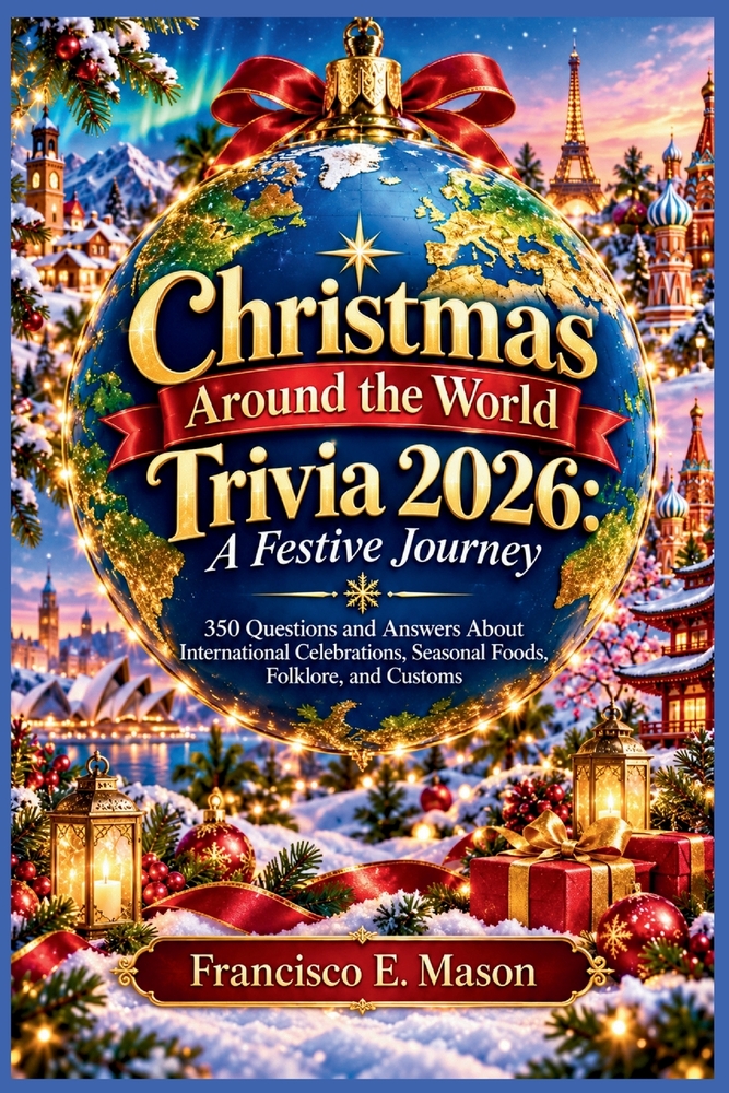 Christmas Around the World Trivia 2026: A Festive Journey: 350 Questions and Answers About International Celebrations, Seasonal Foods, Folklore, and C cover