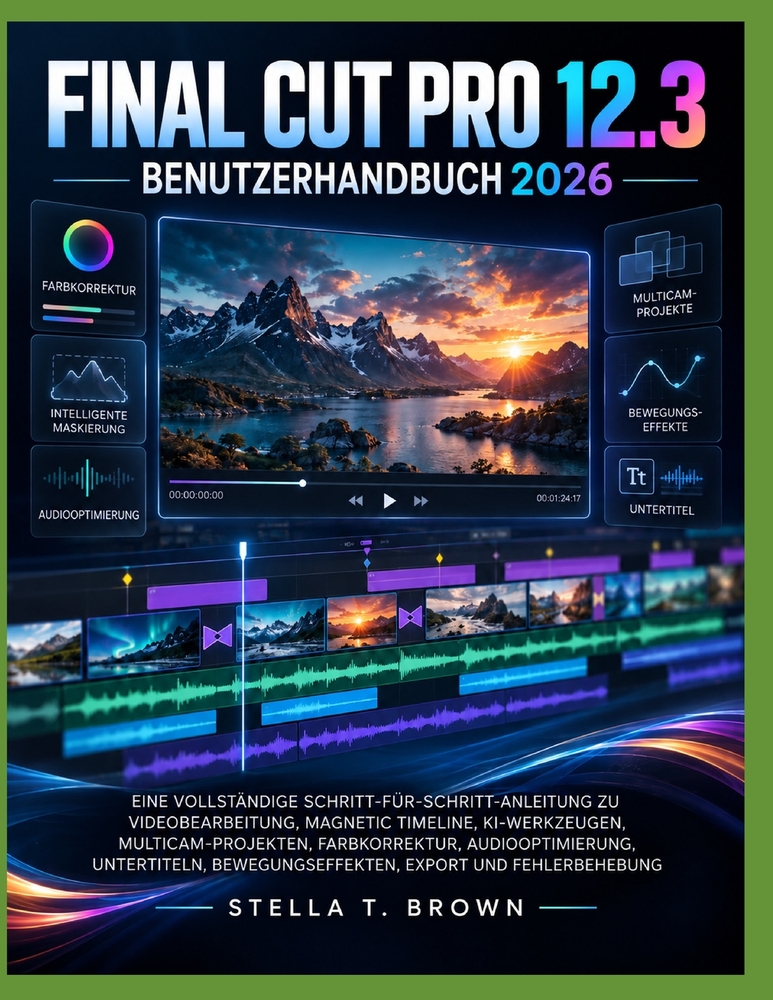 Final Cut Pro 12.3 Benutzerhandbuch 2026: Eine Vollständige Schritt-Für-Schritt-Anleitung Zu Videobearbeitung, Magnetic Timeline, Ki-Werkzeugen, Multi cover