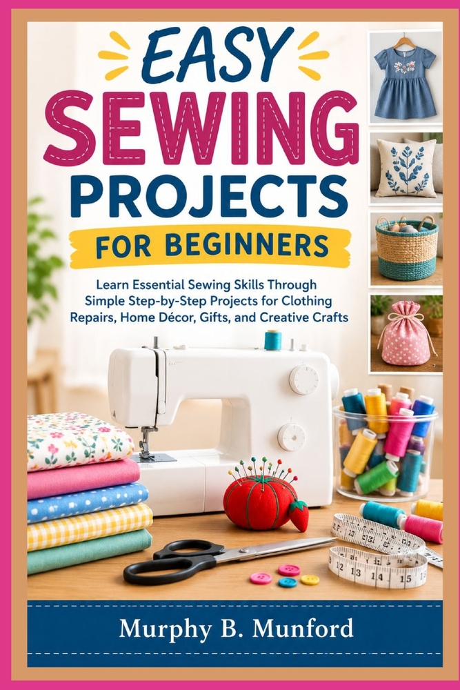 Easy Sewing Projects for Beginners: Learn Essential Sewing Skills Through Simple Step-by-Step Projects for Clothing Repairs, Home Décor, Gifts, and Cr cover