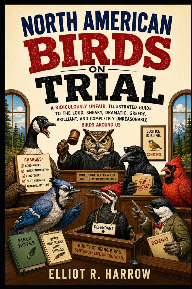 North American Birds on Trial: A Ridiculously Unfair Guide to the Loud, Sneaky, Dramatic, Greedy, Brilliant, and Completely Unreasonable Birds Around cover