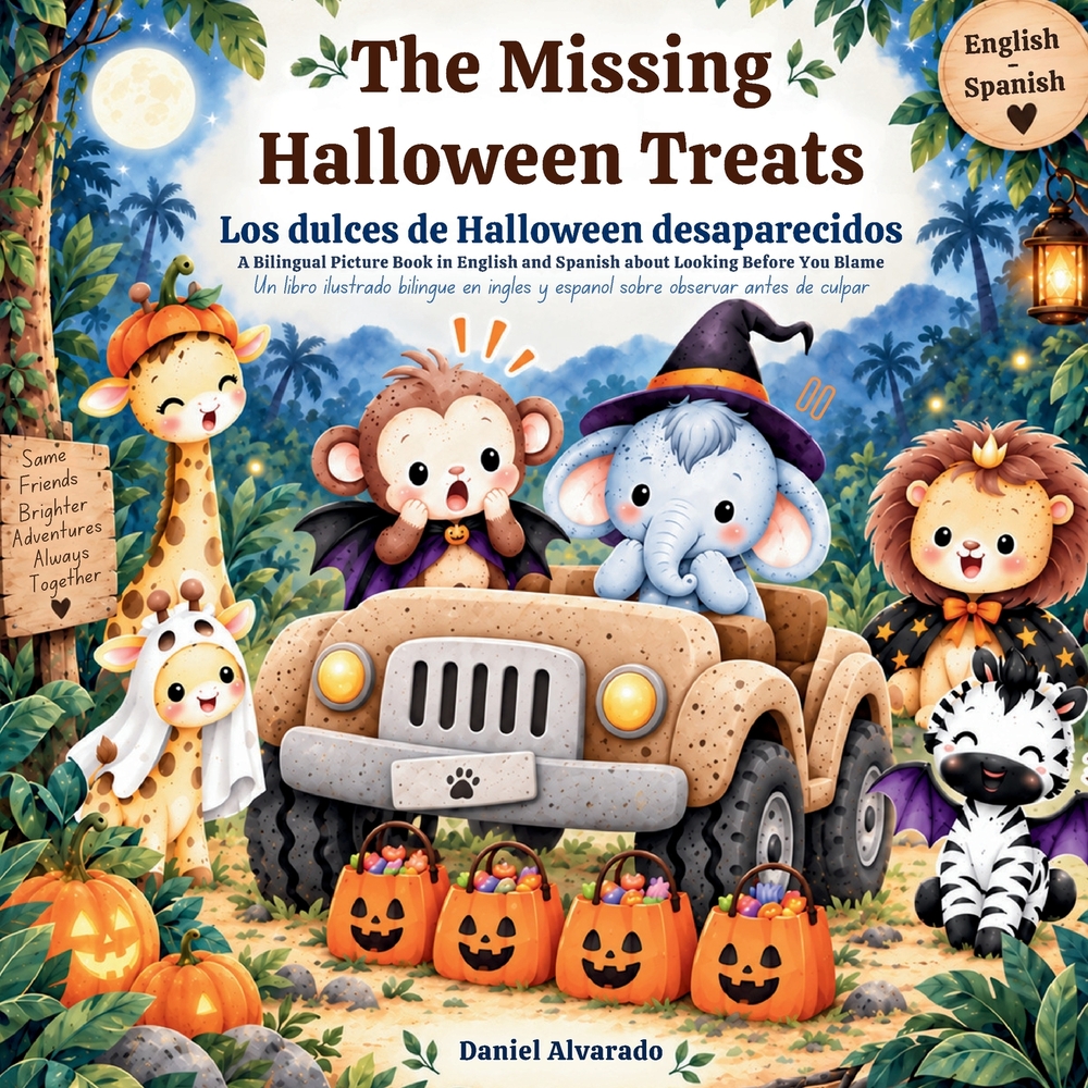 The Missing Halloween Treats - Los dulces de Halloween desaparecidos: A Bilingual Picture Book in English and Spanish about Looking Before You Blame cover