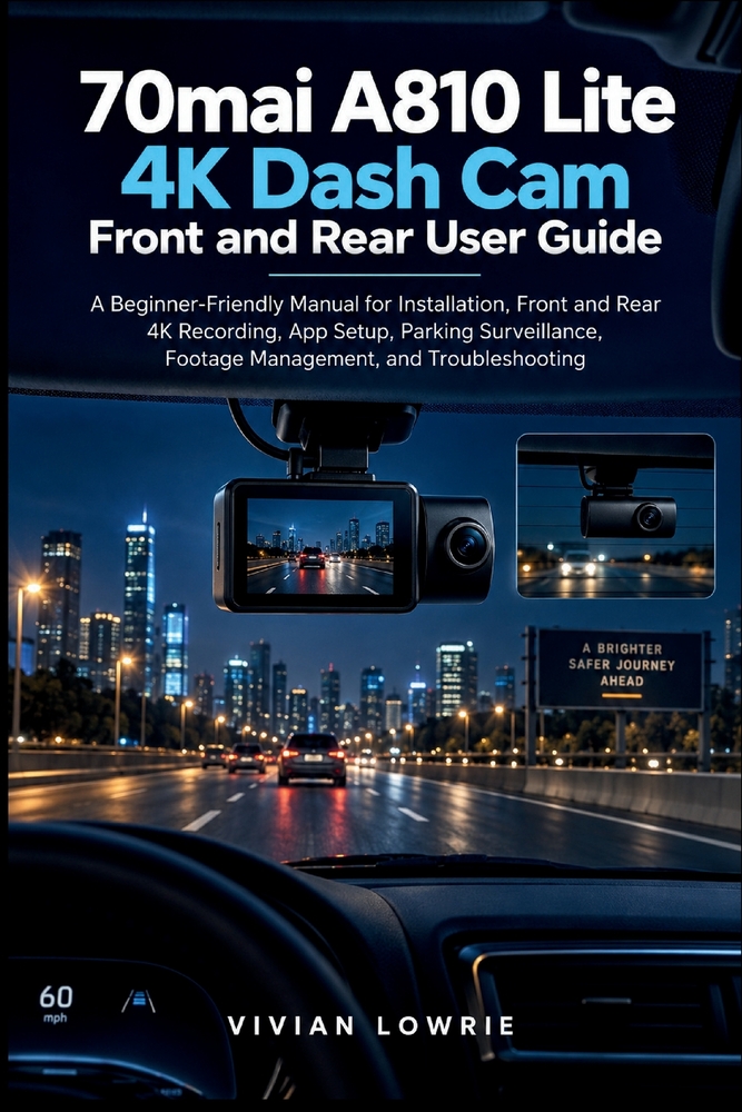 70mai A810 Lite 4K Dash Cam Front and Rear user guide: A Beginner-Friendly Manual for Installation, Front and Rear 4K Recording, App Setup, Parking Su cover