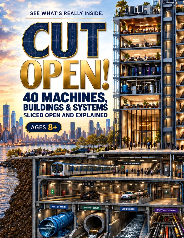 Cut Open!: 40 Machines, Buildings & Engineering Systems Sliced Open - A Visual STEM Encyclopedia to How Things Work for Kids Ages 8 + cover
