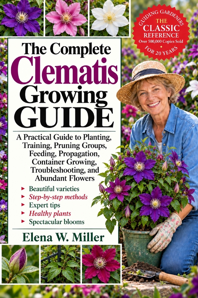 The Complete Clematis Growing Guide: A Practical Guide to Planting, Training, Pruning Groups, Feeding, Propagation, Container Growing, Troubleshooting cover
