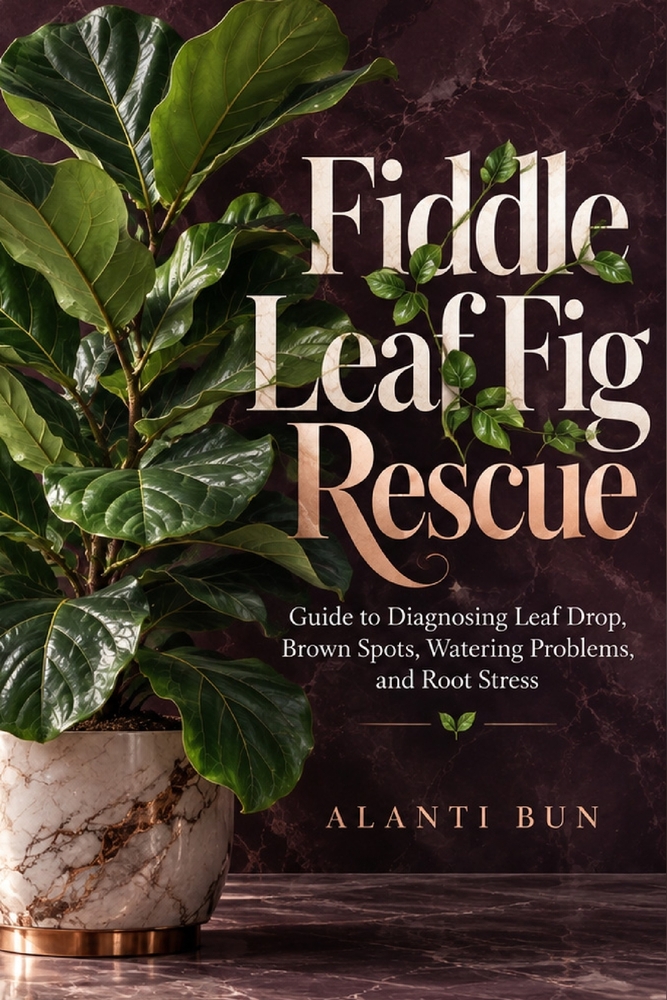 Fiddle Leaf Fig Rescue: Guide to Diagnosing Leaf Drop, Brown Spots, Watering Problems, and Root Stress cover