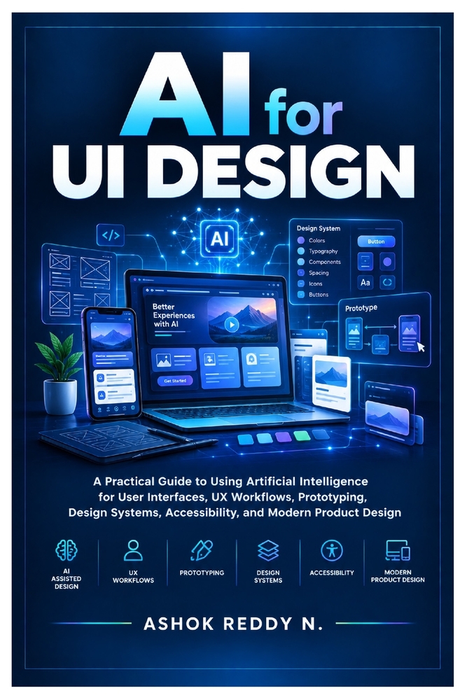 AI for UI Design: A Practical Guide to Using Artificial Intelligence for User Interfaces, UX Workflows, Prototyping, Design Systems, Accessibility, an cover