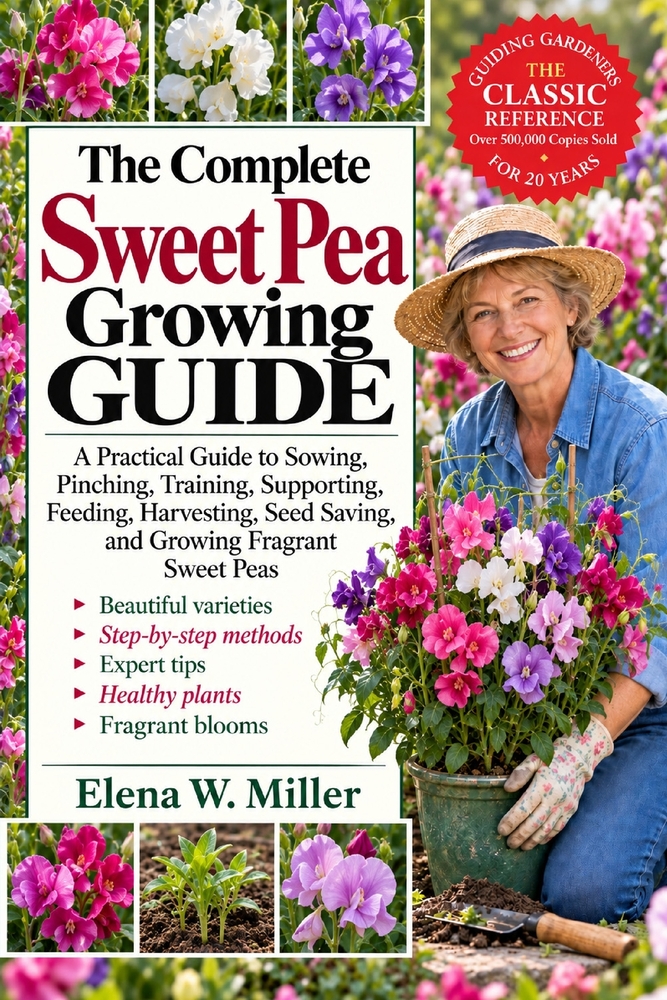 The Complete Sweet Pea Growing Guide: A Practical Guide to Sowing, Pinching, Training, Supporting, Feeding, Harvesting, Seed Saving, and Growing Fragr cover