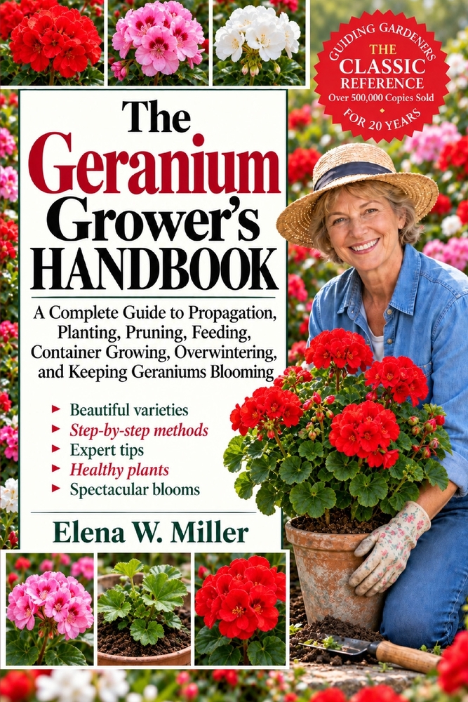 The Geranium Grower's Handbook: A Complete Guide to Propagation, Planting, Pruning, Feeding, Container Growing, Overwintering, and Keeping Geraniums B cover