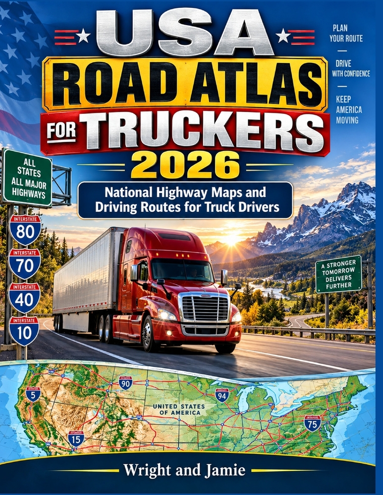 USA Road Atlas for Truckers 2026: National Highway Maps and Driving Routes for Truck Drivers cover