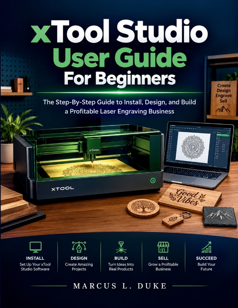 xTool Studio User Guide For Beginners: The Step-By-Step Guide to Install, Design, and Build a Profitable Laser Engraving Business cover