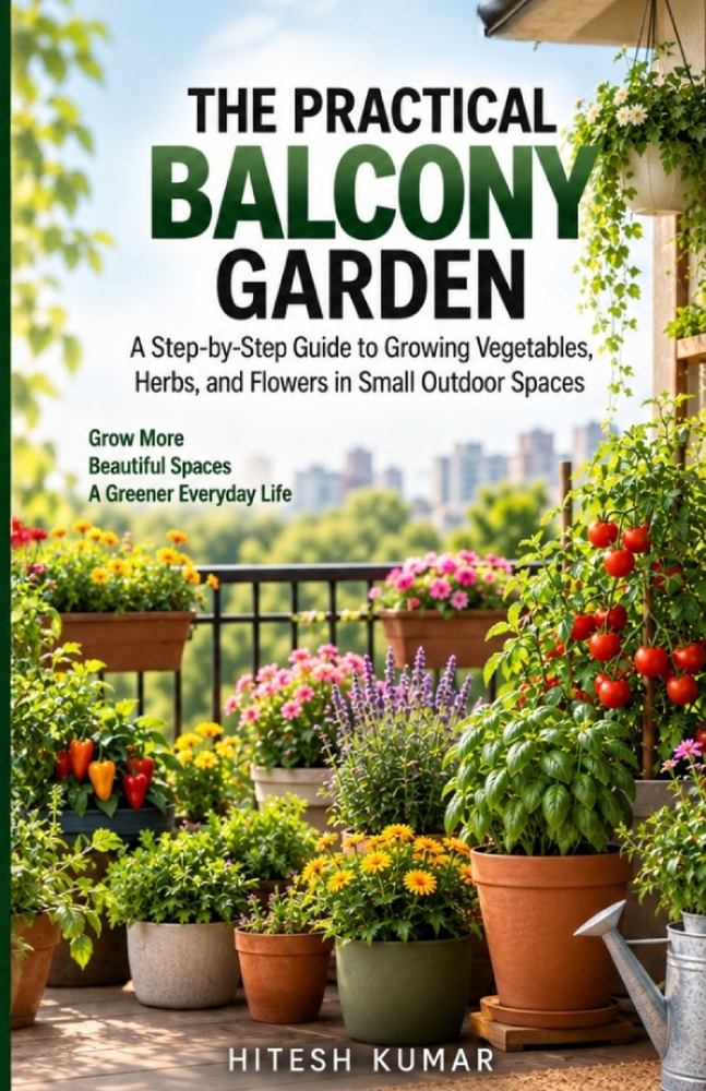The Practical Balcony Garden: A Step-by-Step Guide to Growing Vegetables, Herbs, and Flowers in Small Outdoor Spaces cover