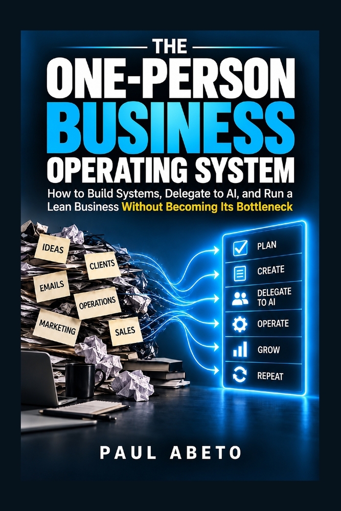 The One-Person Business Operating System: How to Build Systems, Delegate to AI, and Run a Lean Business Without Becoming Its Bottleneck cover