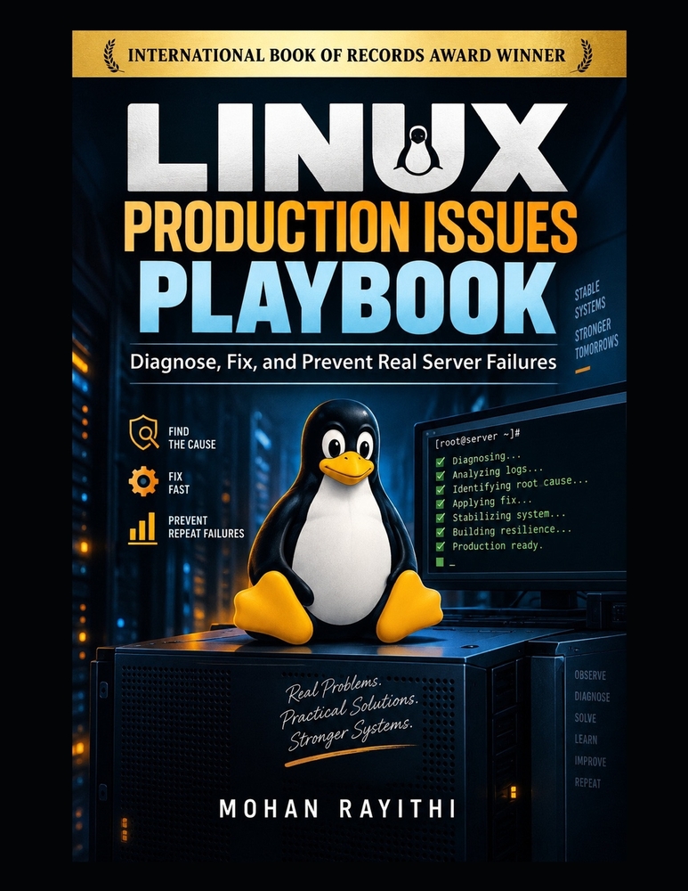 Linux Production Issues Playbook: Diagnose, Fix, and Prevent Real Server Failures cover