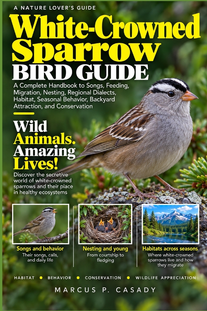 White-Crowned Sparrow Bird Guide: A Complete Handbook to Songs, Feeding, Migration, Nesting, Regional Dialects, Habitat, Seasonal Behavior, Backyard A cover