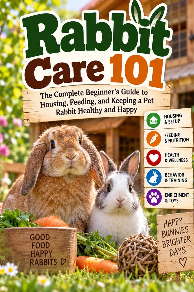 Rabbit Care 101: The Complete Beginner's Guide to Housing, Feeding, and Keeping a Pet Rabbit Healthy and Happy cover