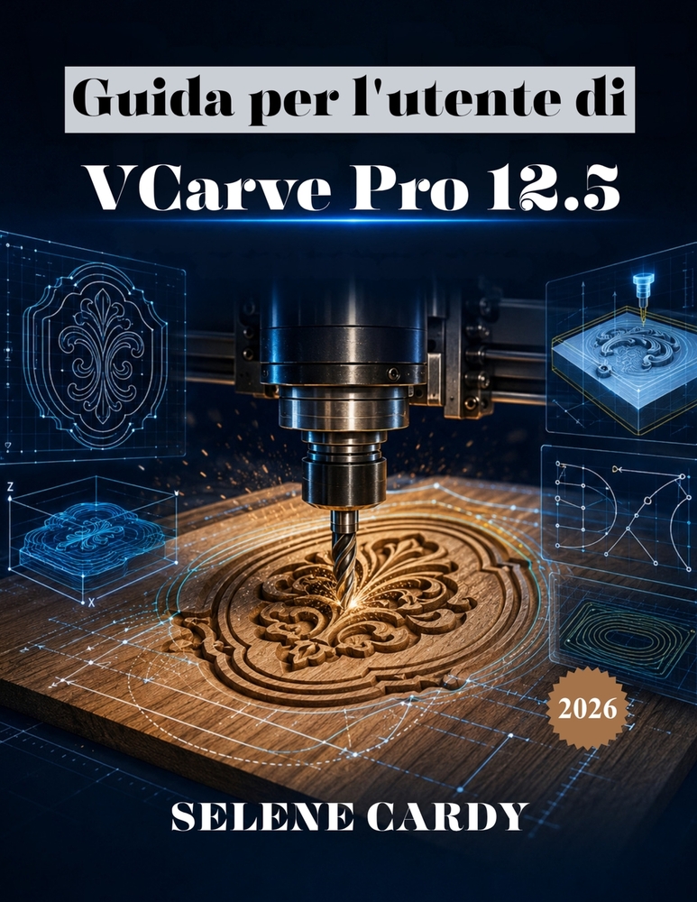 Guida per l'utente di VCarve Pro 12.5: Manuale completo per principianti di incisione CNC, creazione di percorsi utensile e lavorazione cover