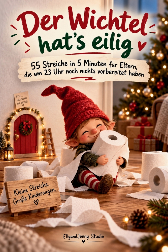 Der Wichtel hat's eilig: 55 Wichtelstreiche für die Wichteltür: Schnelle Wichtel-Ideen in 5 Minuten für Eltern - ohne Bastelstress und mit Dingen, die cover