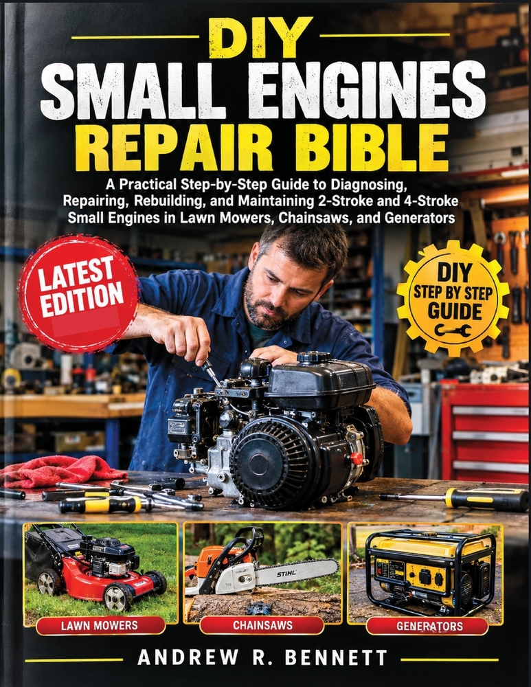 DIY Small Engines Repair Bible: A Practical Step-by-Step Guide to Diagnosing, Repairing, Rebuilding, and Maintaining 2-Stroke and 4-Stroke Small Engin cover