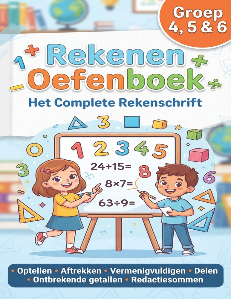 Rekenen Oefenboek Groep 4, 5 & 6: Het Complete Rekenschrift: Stap-voor-stap uitleg, oefeningen en antwoorden voor optellen, aftrekken, vermenigvuldige cover