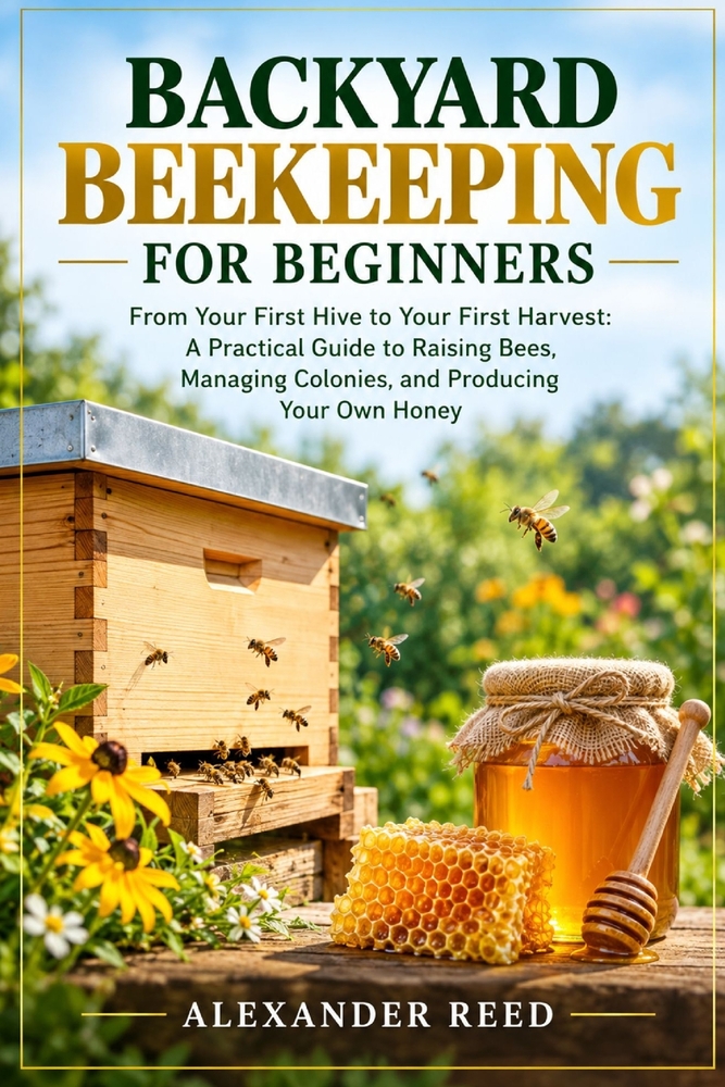 Backyard Beekeeping for Beginners: From Your First Hive to Your First Harvest: A Practical Guide to Raising Bees, Managing Colonies, and Producing You cover