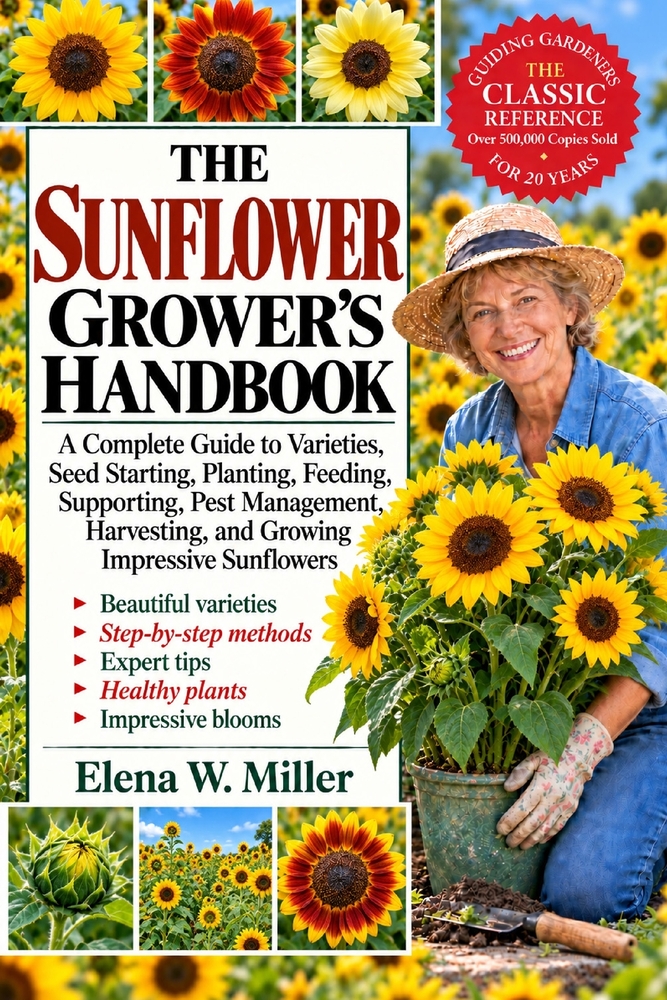 The Sunflower Grower's Handbook: A Complete Guide to Varieties, Seed Starting, Planting, Feeding, Supporting, Pest Management, Harvesting, and Growing cover