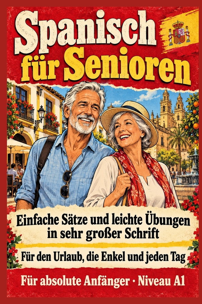 Spanisch für Senioren: Einfache Sätze und leichte Übungen in sehr großer Schrift Für den Urlaub, die Enkel und jeden Tag Für absolute Anfänger - Nivea cover