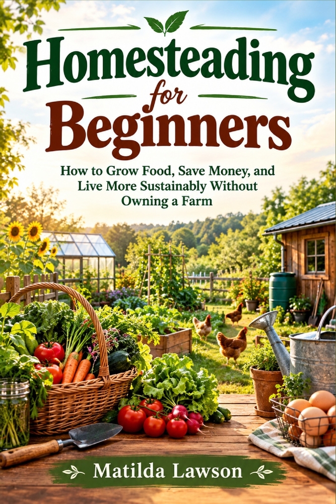 Homesteading for Beginners: How to Grow Food, Save Money, and Live More Sustainably Without Owning a Farm cover