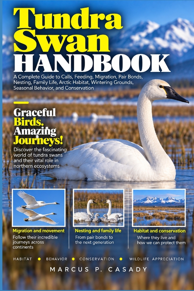Tundra Swan Handbook: A Complete Guide to Calls, Feeding, Migration, Pair Bonds, Nesting, Family Life, Arctic Habitat, Wintering Grounds, Seasonal Beh cover