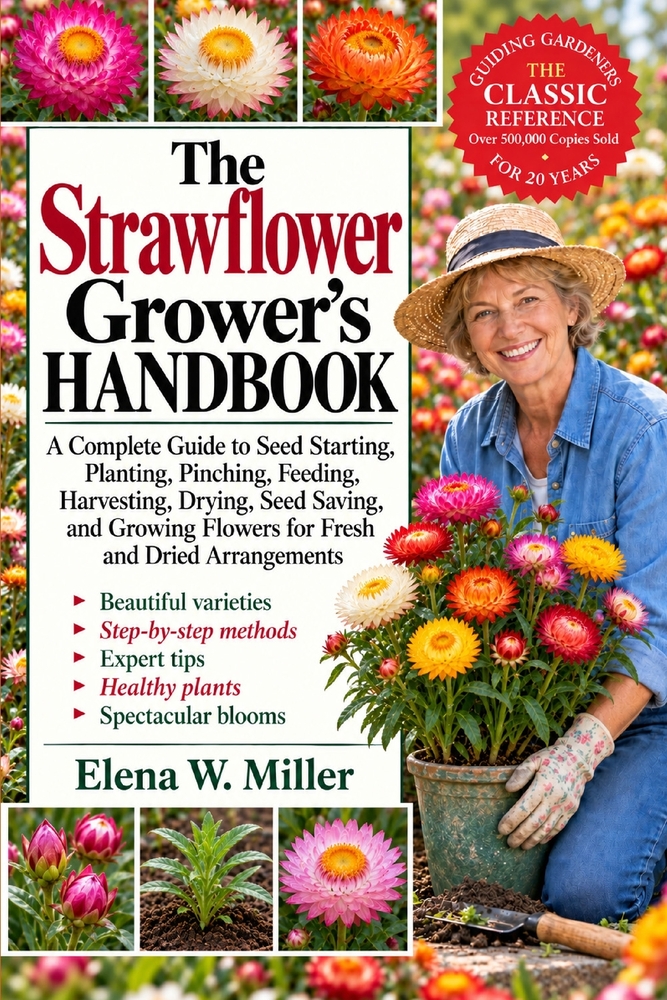 The Strawflower Grower's Handbook: A Complete Guide to Seed Starting, Planting, Pinching, Feeding, Harvesting, Drying, Seed Saving, and Growing Flower cover