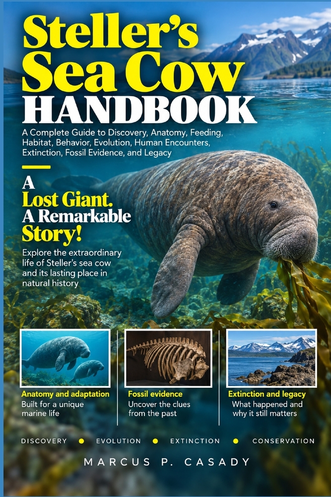 Steller's Sea Cow Handbook: A Complete Guide to Discovery, Anatomy, Feeding, Habitat, Behavior, Evolution, Human Encounters, Extinction, Fossil Eviden cover