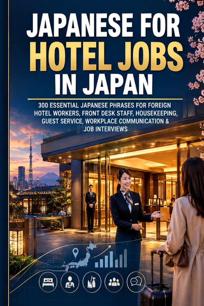 Japanese for Hotel Jobs in Japan: 300 Essential Japanese Phrases for Foreign Hotel Workers, Front Desk Staff, Housekeeping, Guest Service, Workplace C cover