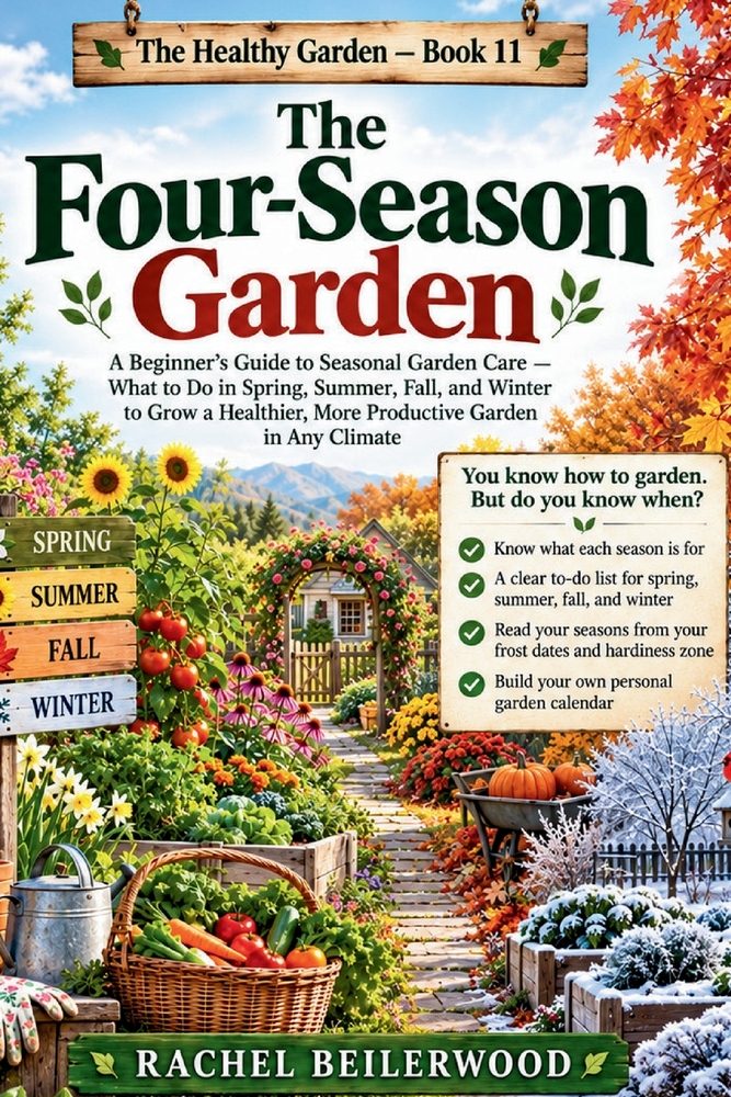 The Four-Season Garden: A Beginner's Guide to Seasonal Garden Care - What to Do in Spring, Summer, Fall, and Winter to Grow a Healthier, More Producti cover