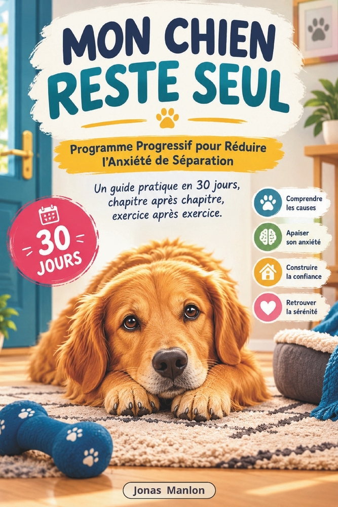 Mon Chien Reste Seul: Programme Progressif pour Réduire l'Anxiété de Séparation - Un guide pratique en 30 jours, chapitre après chapitre, exercice apr cover